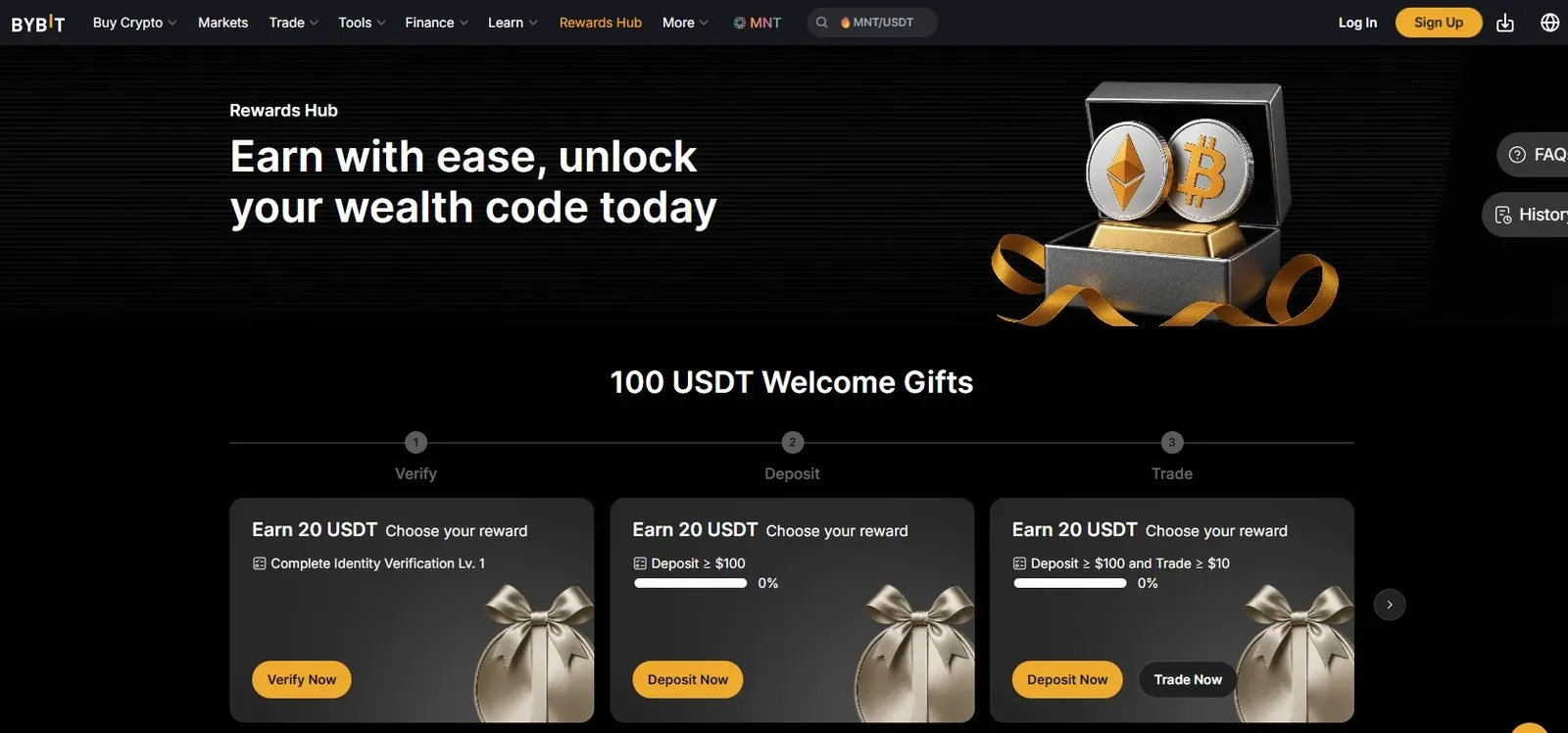 Welcome gifts page · Bybit